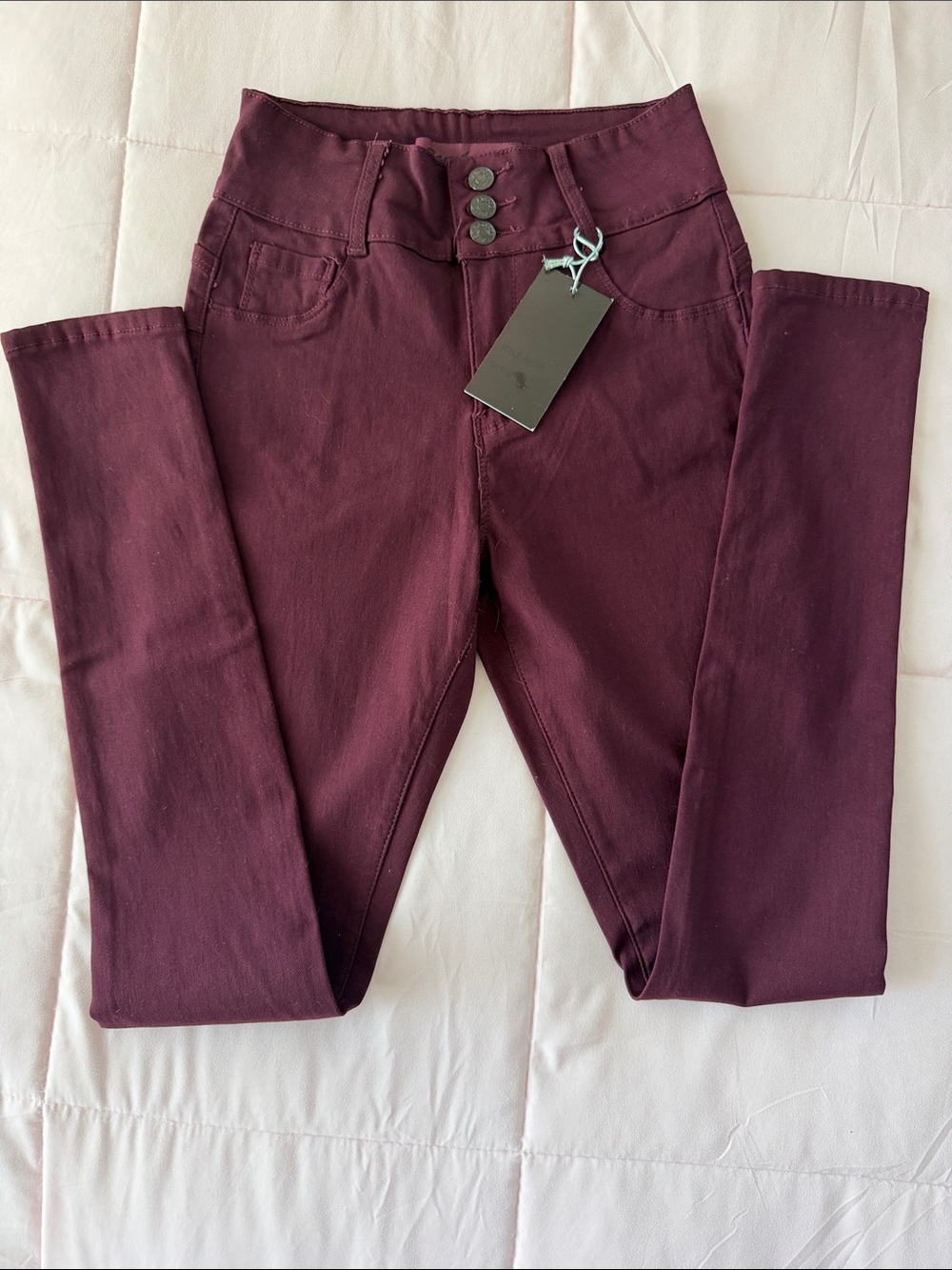 BAMBOO Women's Skinny Pants in Deep Burgundy